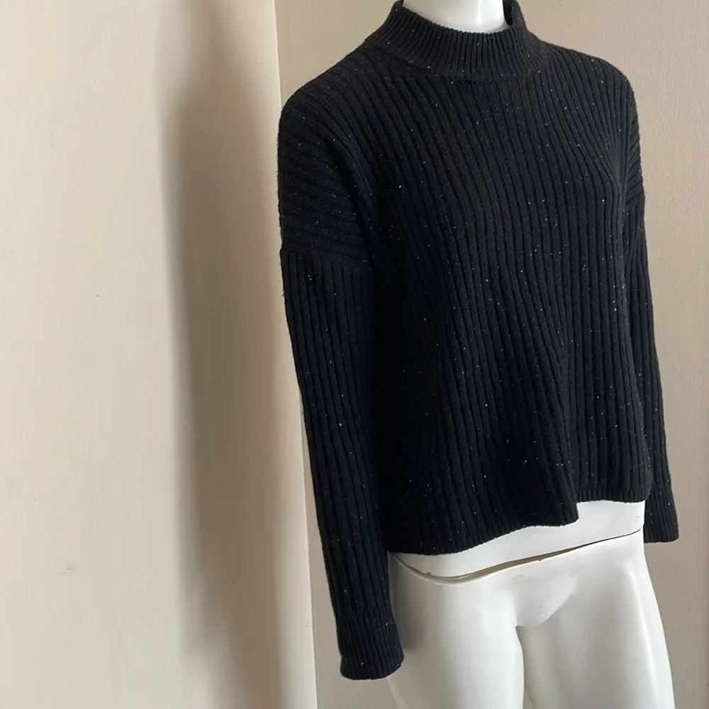 Madewell Donegal Resourced Cashmere Wool Ribbed Mockneck Sweater Black Size XXS